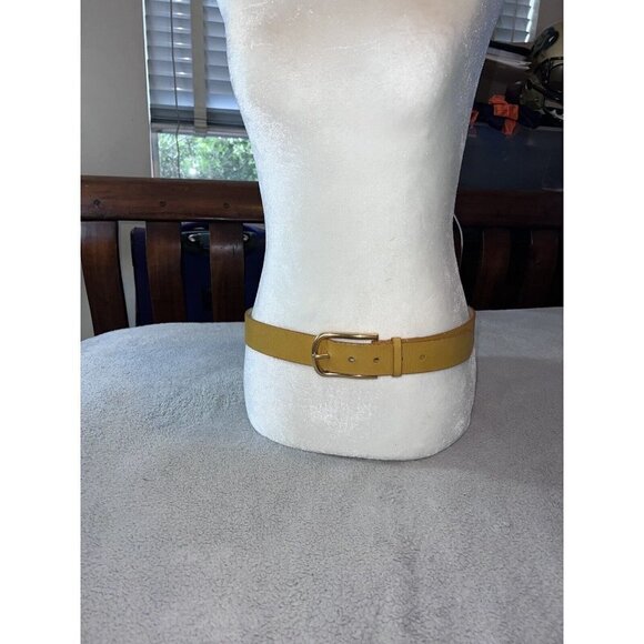 COLDWATER CREEK Women's Wide Gold Buckle Vivid Leather Belt Burnt Gold - Picture 2 of 11